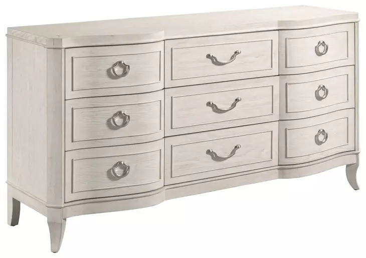Harmony Eggshell and Black 9 Drawer Emelie Dresser with Rectangular Schafer Mirror