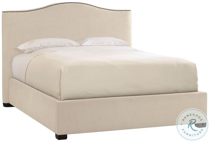 Graham Beige And Tan Queen Upholstered Panel Bed with Nailhead Trim