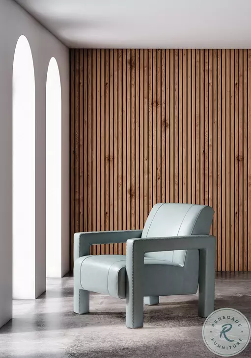 Covette Amani Arctic Blue Leather Accent Chair