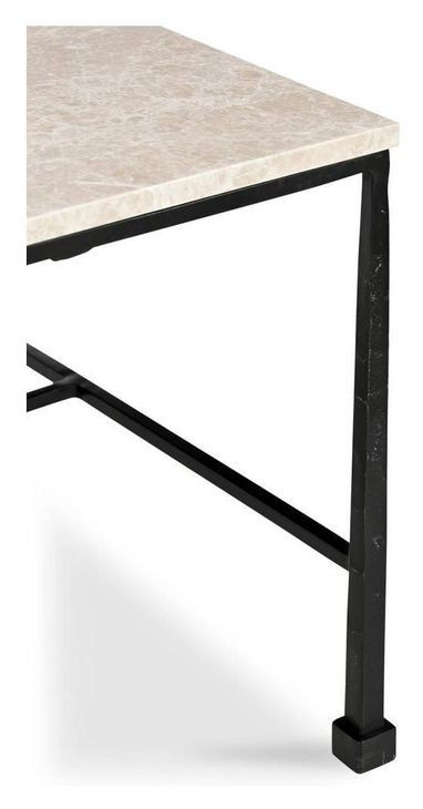 River Botticino and Black Rectangular Marble Top Coffee Table