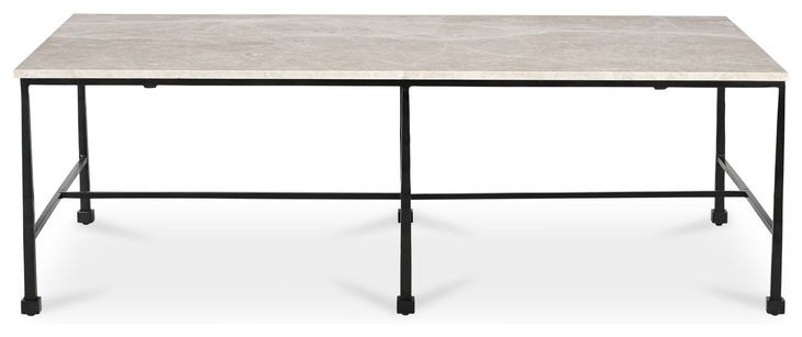 River Botticino and Black Rectangular Marble Top Coffee Table