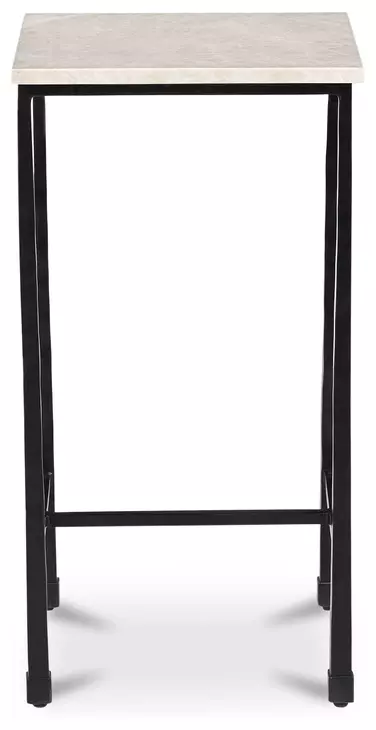 River Botticino and Black Square Marble Top Side Table