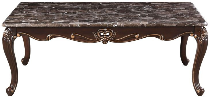 Constantine Cherry Rectangular Marble Top Cocktail Table