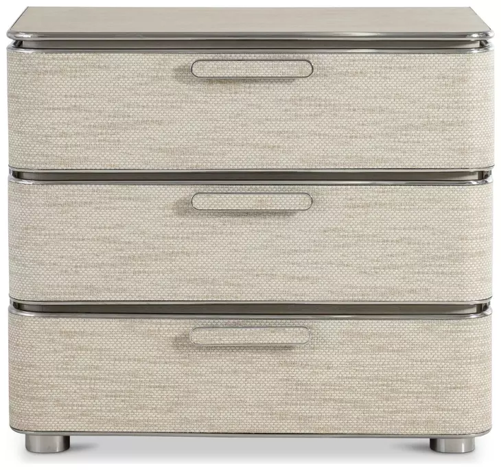 Corinne Beige 3 Drawer Nightstand with USB Port
