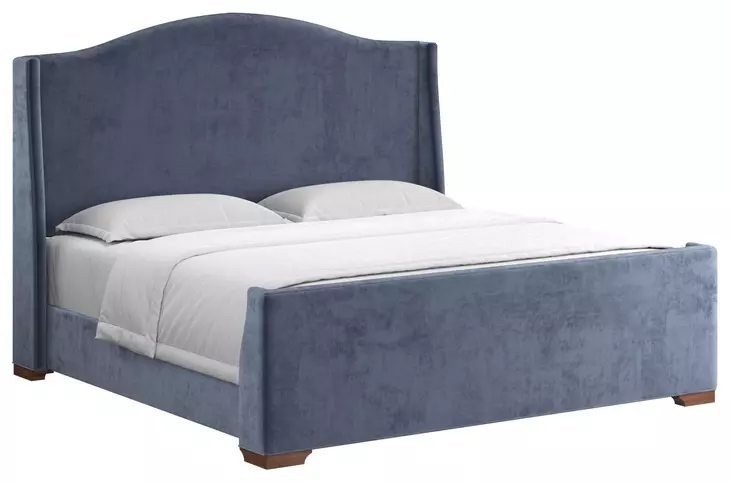 Boulevard Blue and Brown King Upholstered Panel Bed