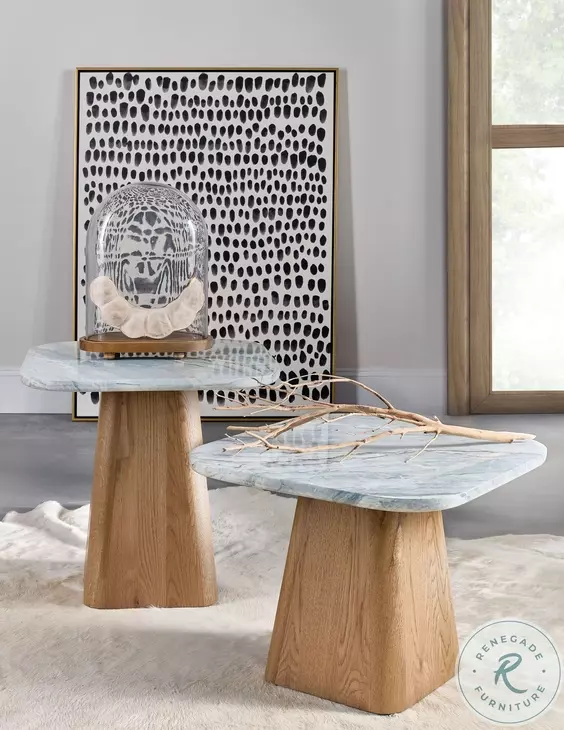 Mercantile Natural Oak And Quartz Stone Top Hudson Low Nesting Table
