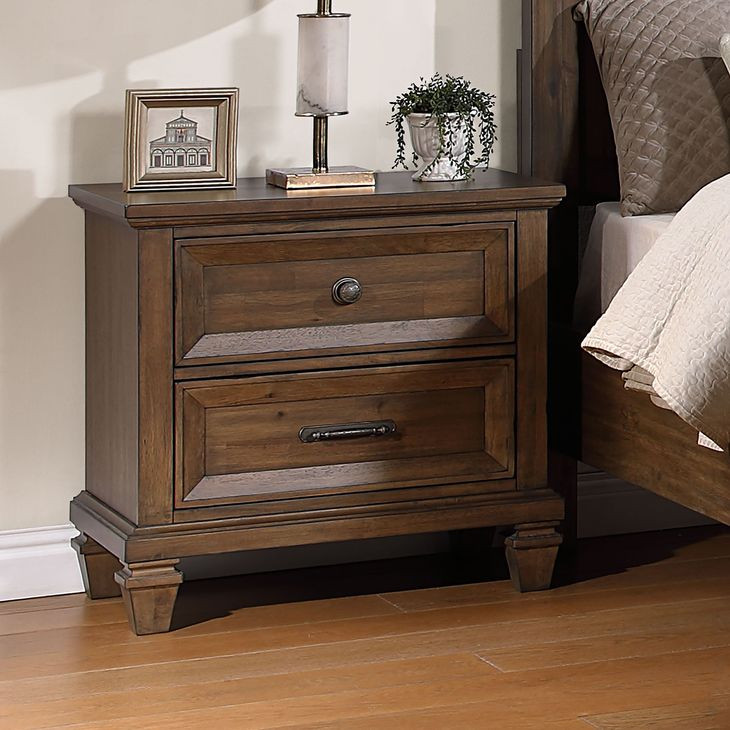 Mariana Mocha 2 Drawer Nightstand with USB Charging