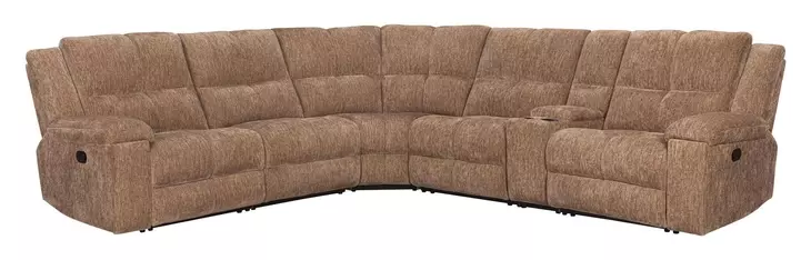 Bronco Plush Tobacco 6 Piece Modular Reclining Sectional with Console and USB Charging