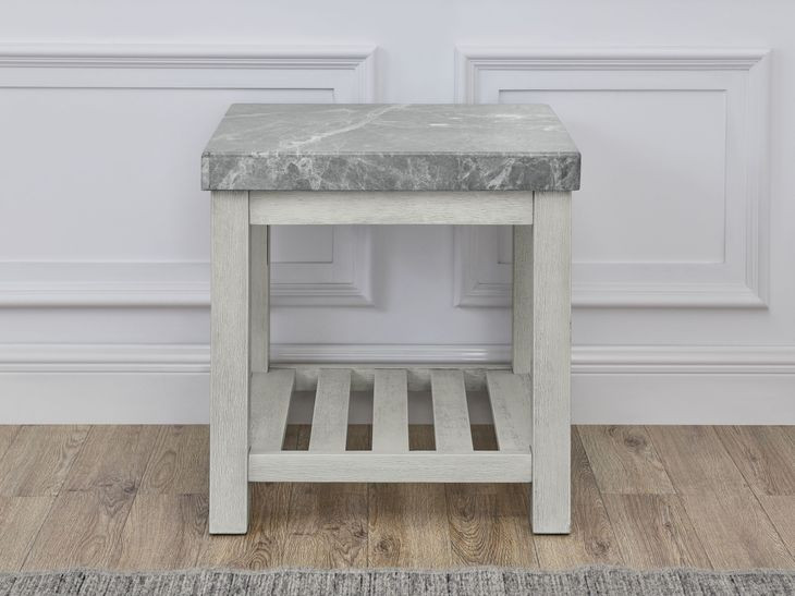 Canova Gray Rectangular Marble Top End Table