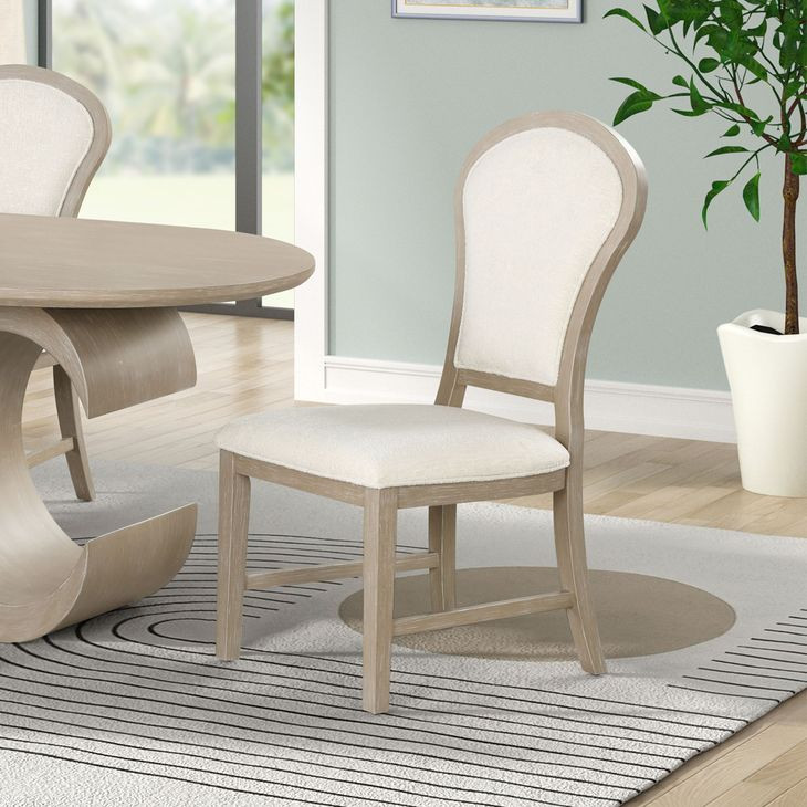 Gwendolyn Cerused Taupe Upholstered Dining Side Chair Set of 2