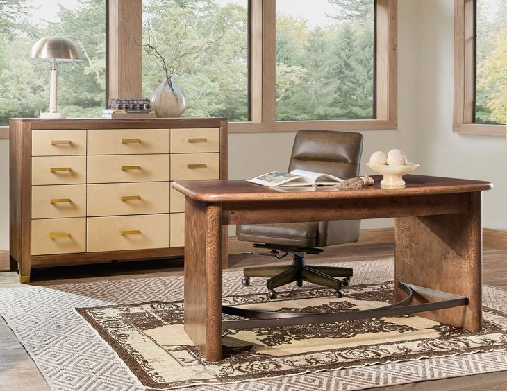 Mosaic Rich Golden Brown and Bronze 66" Romano Writing Desk