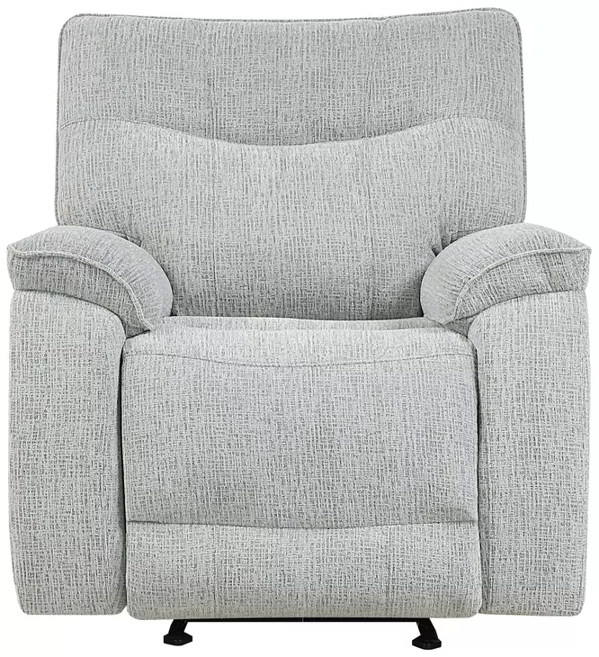 Chablis Mist Gray Glider Recliner with Heat and Massage