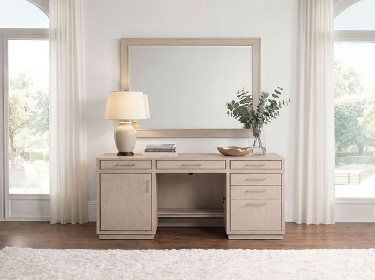 Marlowe Polished Limestone Credenza Home Office Set