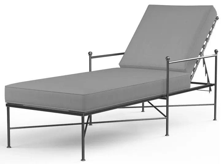 Provence Canvas Granite 79" Outdoor Chaise Lounge with Self Welt