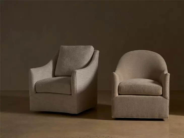 Mosaic Beige Performance Fabric Upholstered Swivel Accent Chair