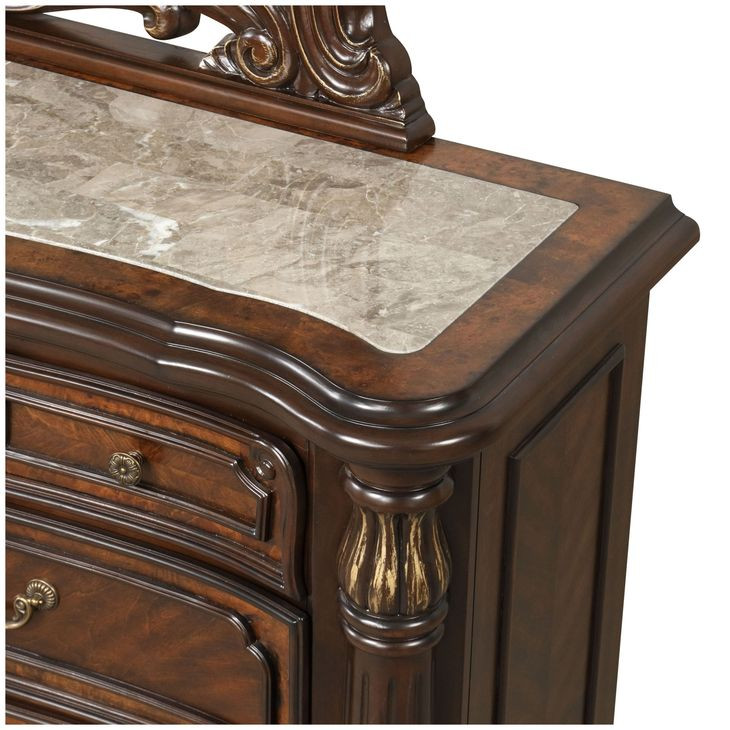 Bella Notte Mahogany Brown Arched Dresser Mirror