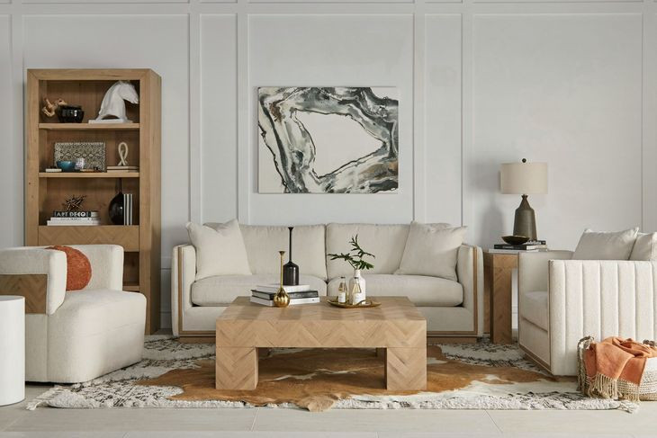 Cassat Channeled White Living Room Set