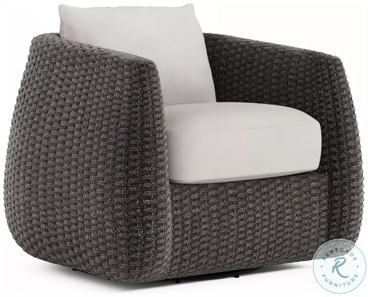 Sarene Dark Thatch And Beige Outdoor Swivel Chair