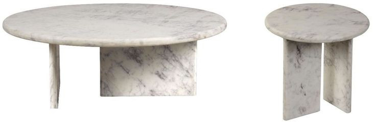 Artifacts Wonder White Round Marble Top Finson Occassional Table Set