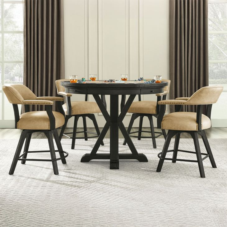 Rylie Black Round Counter Height Gaming Dining Room Set