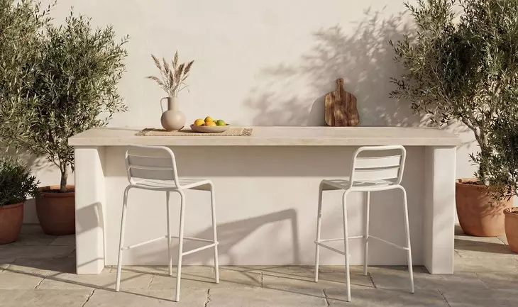 Kade White Outdoor Bar Stool Set of 2