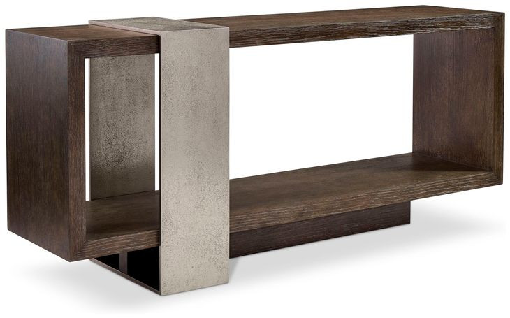 Linea Cerused Charcoal And Textured Graphite Metal Console Table