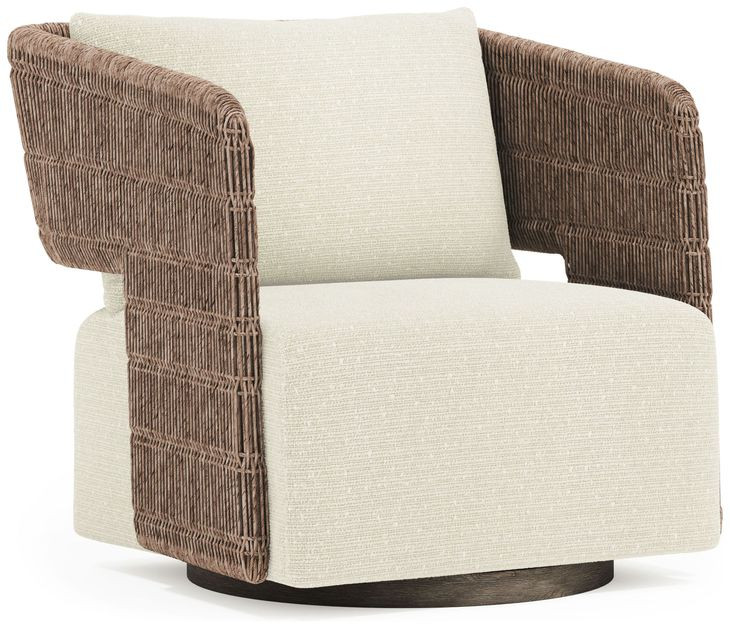 Maldives Cream Performance Fabric Upholstered Outdoor Swivel Accent Chair