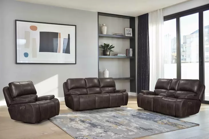 Brookings Charcoal 88" Power Recliner Sofa with USB Charging