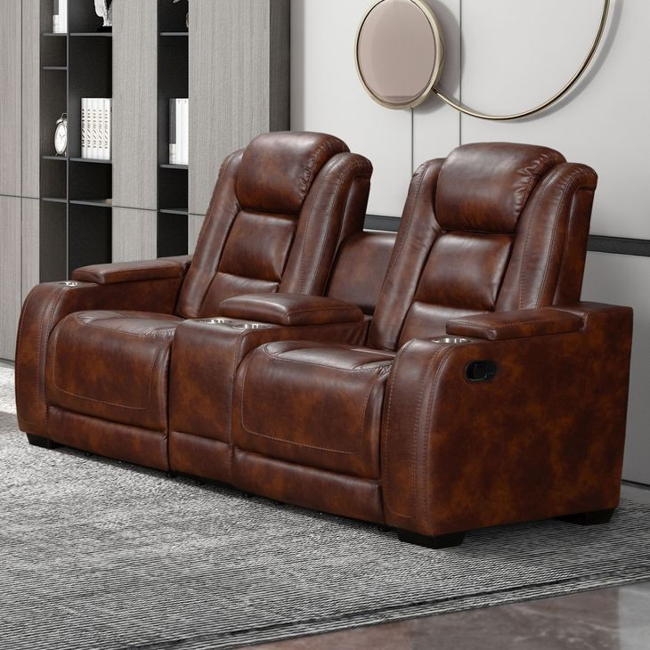 Chester Brown 74" Reclining Console Loveseat