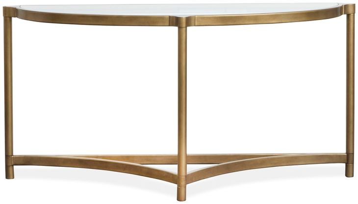Cassidy Aged Brass and Volakas Classic Demilune Glass Top Sofa Table