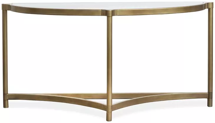 Cassidy Aged Brass and Volakas Classic Demilune Glass Top Sofa Table