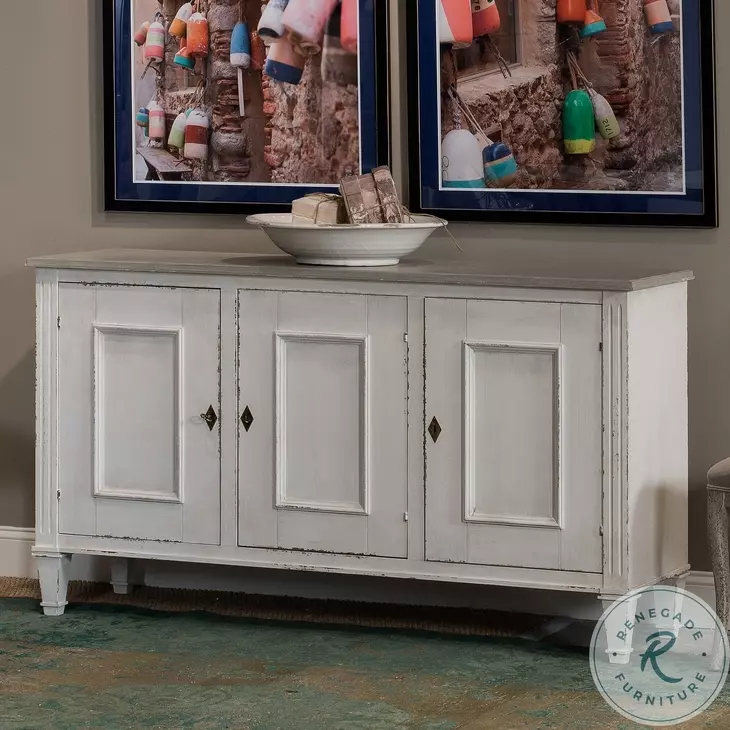 Louis XVI White And Gray Buffet