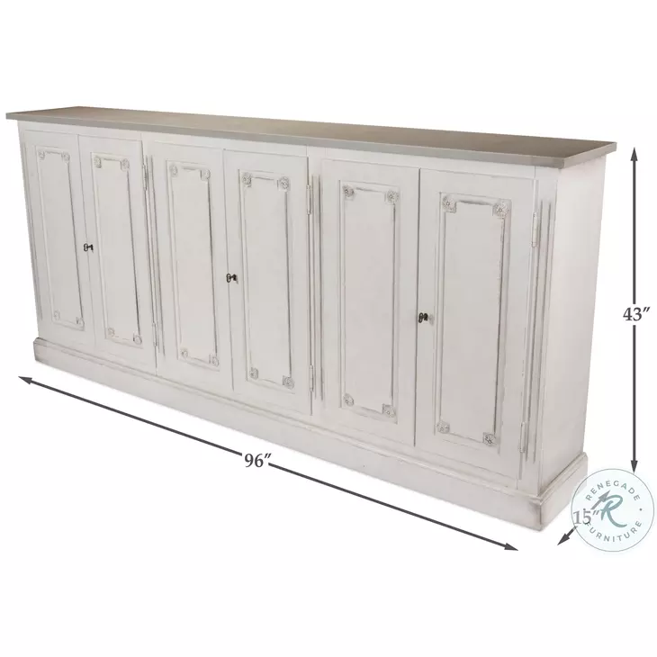 Bellagio Stucco White And Gray 96" Sideboard