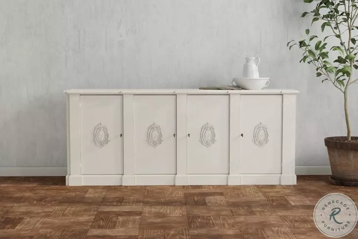 Crested White 4 Door Wall Cabinet