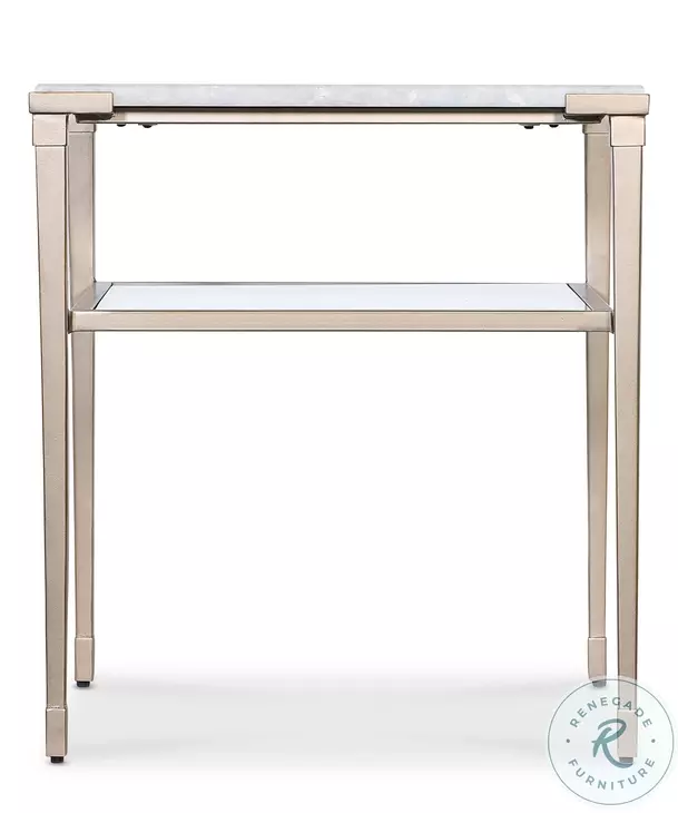 Melange Champagne And White Genesis Stone Top Jen End Table