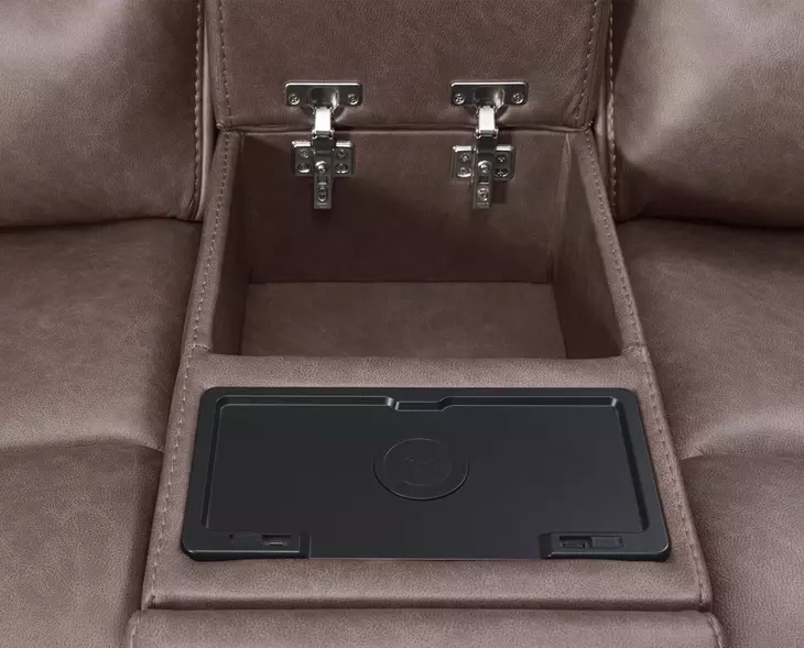 Lawson Sydney Brunette 7 Piece Modular Zero Gravity Power Reclining Sectional with Adjustable Headrest and USB Charging