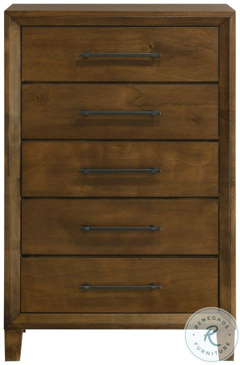 Ballard Walnut Brown 5 Drawer Chest