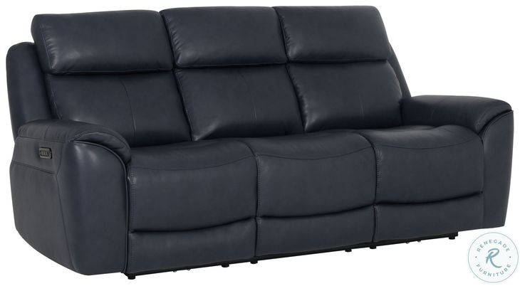 Sorellian Opulent Navy Leather Power Reclining Living Room Set