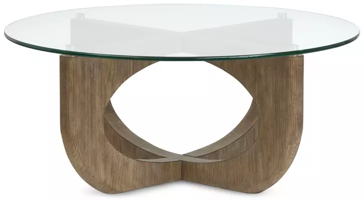 Lainey Almond Round Glass Top Cocktail Table