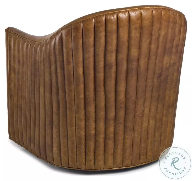 Callie Thunder Chestnut Leather Swivel Club Chair