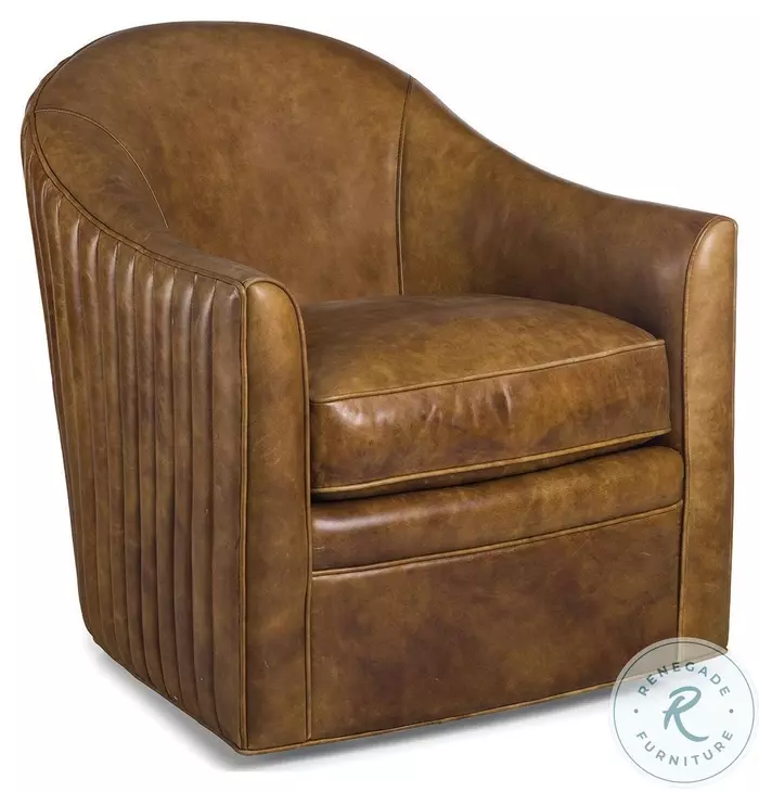 Callie Thunder Chestnut Leather Swivel Club Chair