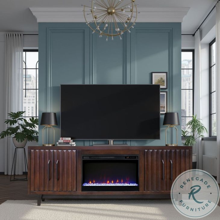 Radiance Rosewood 75" Fireplace TV Stand