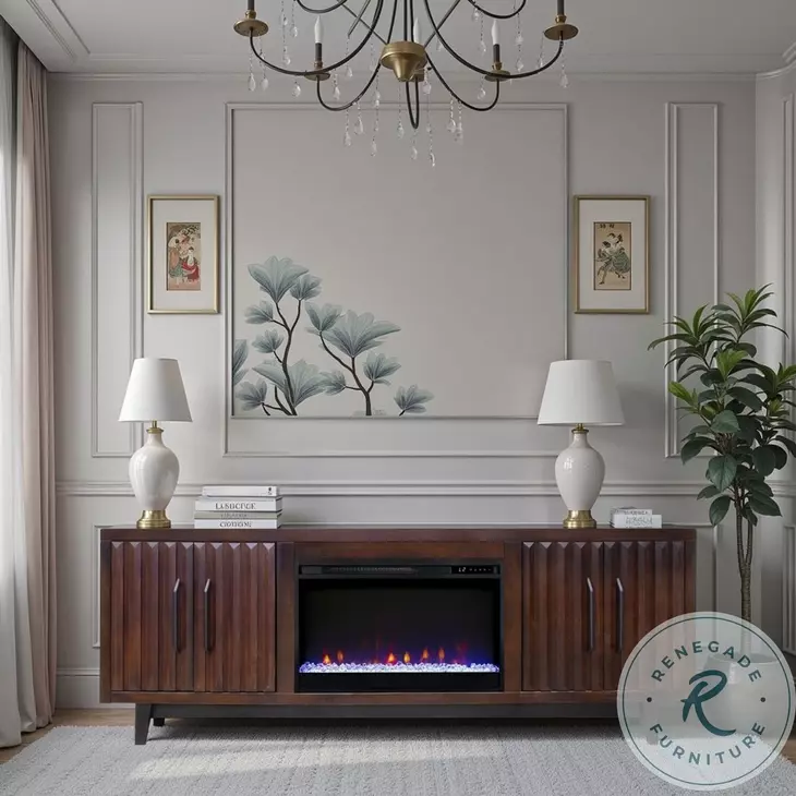 Radiance Rosewood 75" Fireplace TV Stand