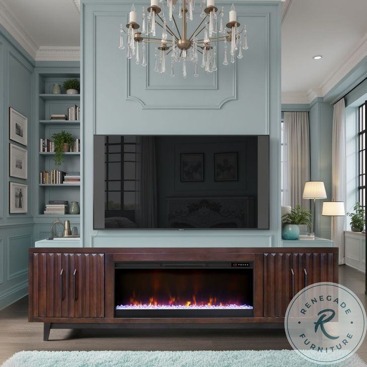 Radiance Rosewood 94" Fireplace TV Stand