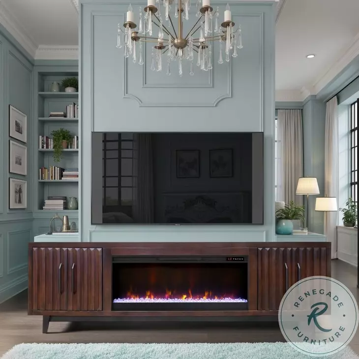 Radiance Rosewood 94" Fireplace TV Stand
