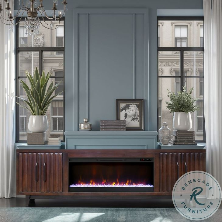 Radiance Rosewood 94" Fireplace TV Stand