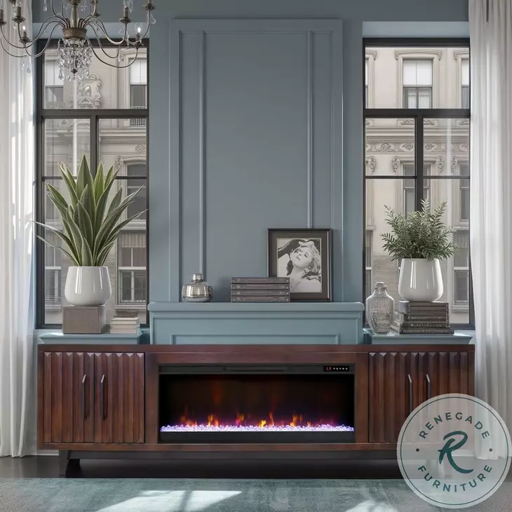 Radiance Rosewood 94" Fireplace TV Stand