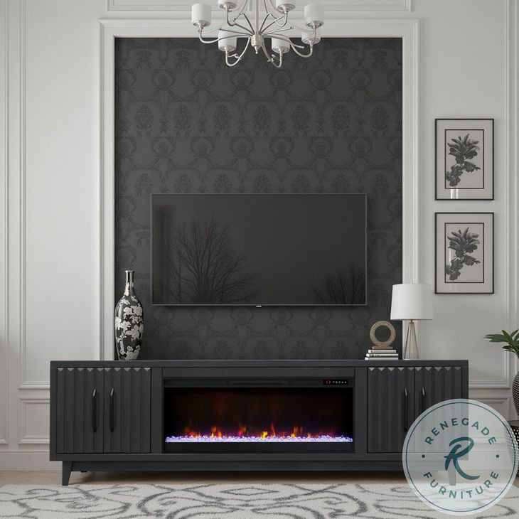 Radiance Black 94" Fireplace TV Stand