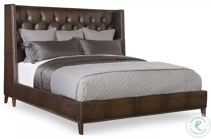 Stella Linus Molasses Leather King Panel Bed