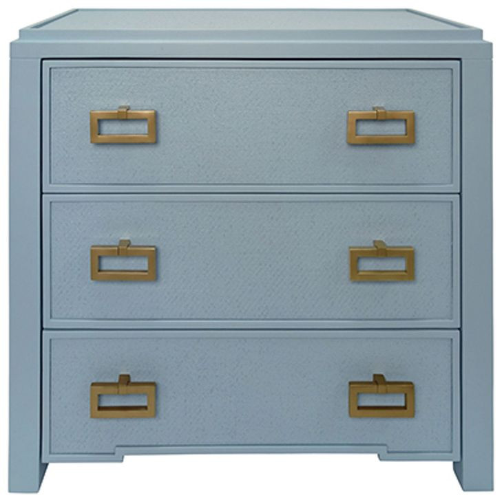 Radley Matte Light Blue Rectangular 3 Drawer Side Table